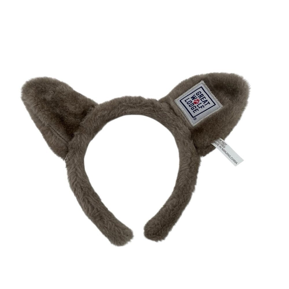 Great Wolf Lodge Ears Faux Fur Headband Gray Kids Youth Halloween Animal Logo